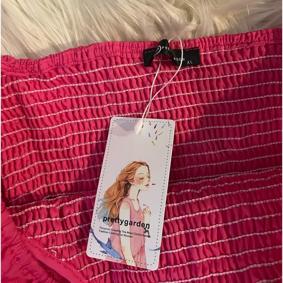 Hot Pink Off The Shoulder Dress - Picture 3 of 5